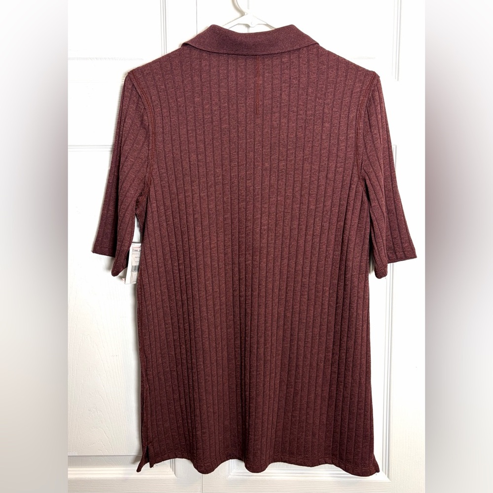 Free People Knit Top Heart Strings Short Sleeve Ribbed Shirt Mahogany Size Small - Picture 4 of 10
